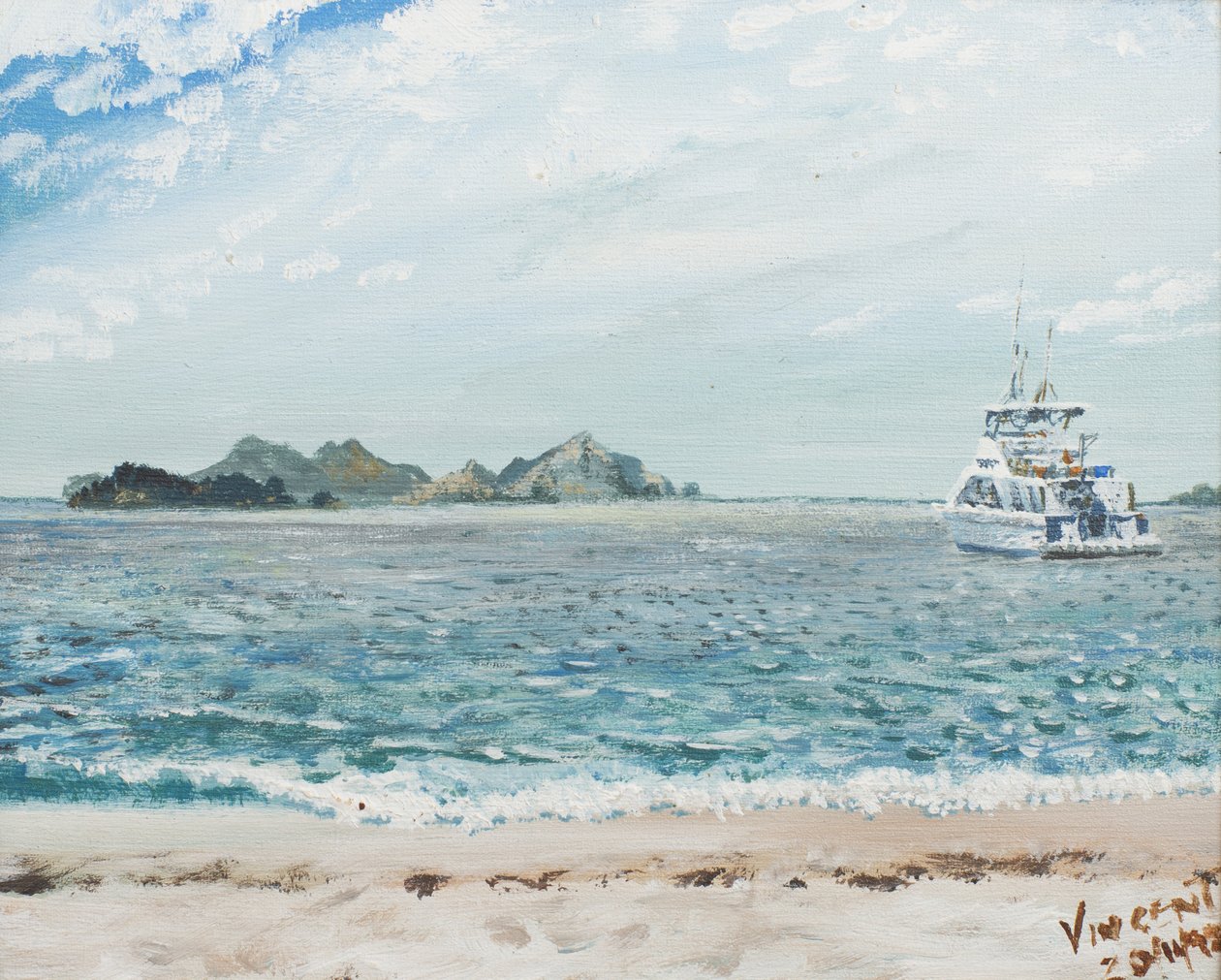 Whitsunday Islands Australia, 1998, (akryl på lerretstavle) av Vincent Alexander Booth