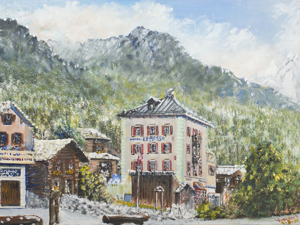 Zinal Switzerland 2007, (akryl på lerretstavle) av Vincent Alexander Booth