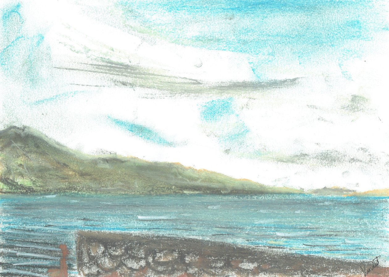 scene overfor Jura, 2005, (pastell på papir) av Vincent Alexander Booth