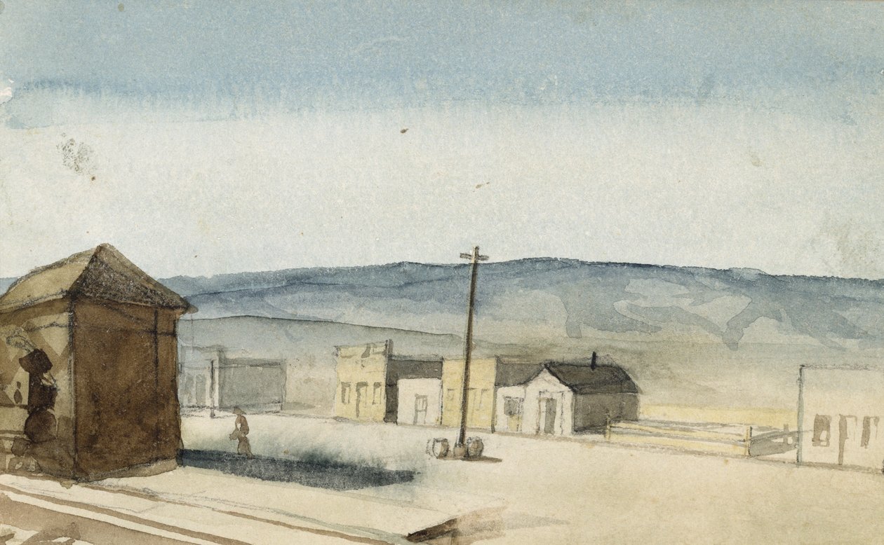 Stasjon på Northern Pacific Railroad, Idaho Terr., 1869-71 (wc på papir) av Vincent Colyer