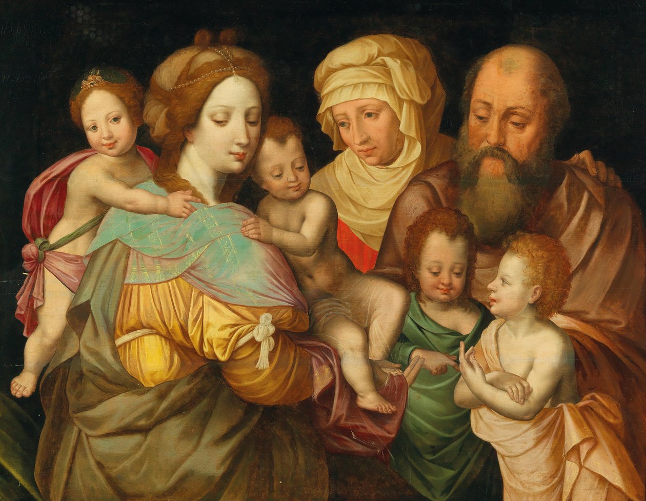 Det hellige slektskap, Anna og Joachim med Maria Cleophas og hennes fire sønner av Vincent Sellaer