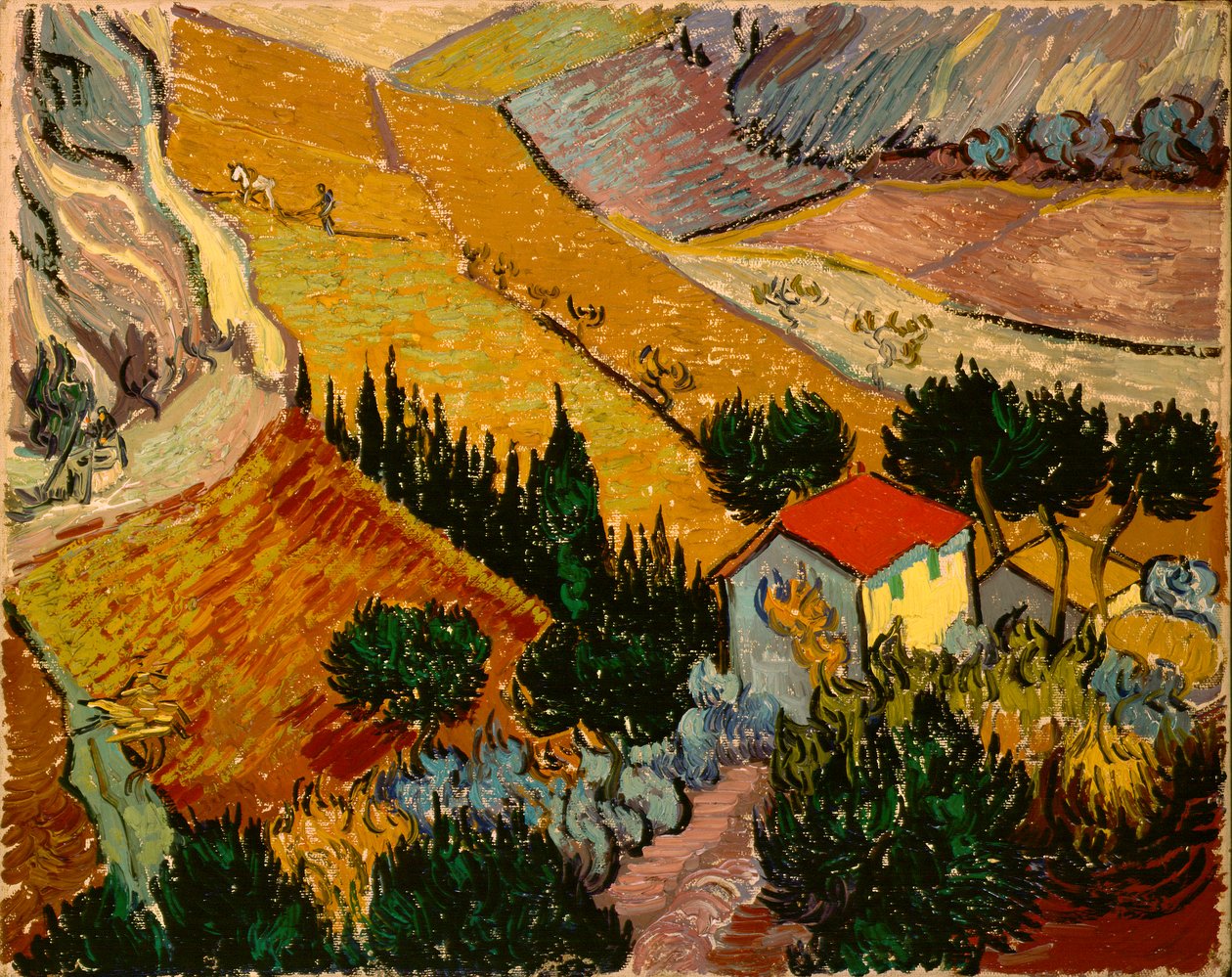 Landskap med House and Ploughman av Vincent van Gogh