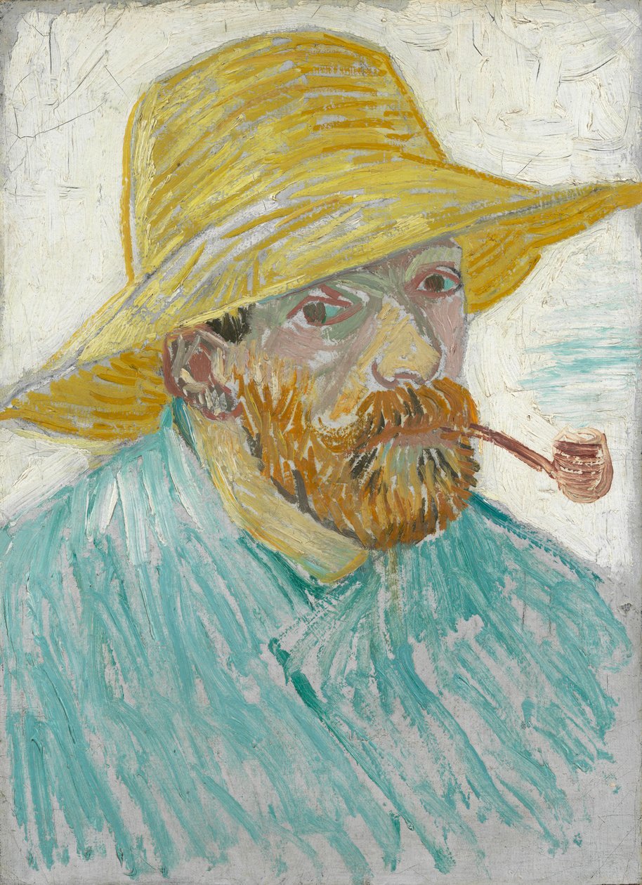 Selvportrett med rør og halmhatt av Vincent van Gogh