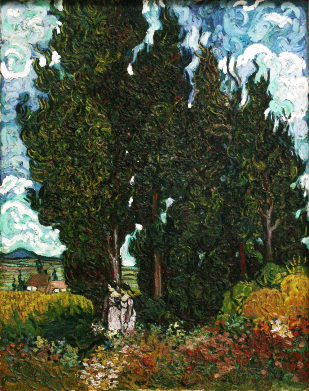 Sypresser med to figurer av Vincent van Gogh