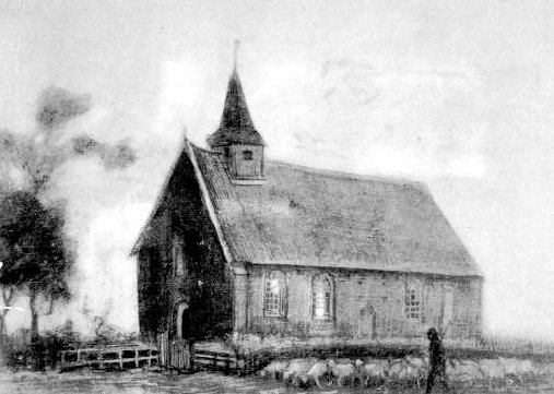Zweeloo kirke skissert av van Vincent van Gogh av Vincent van Gogh