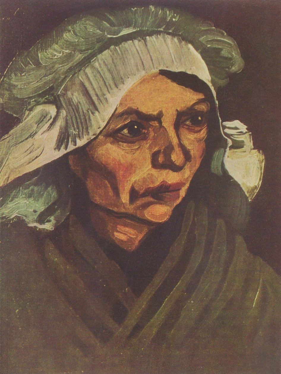 Portrett av en bondekvinne med hvit hette av Vincent van Gogh