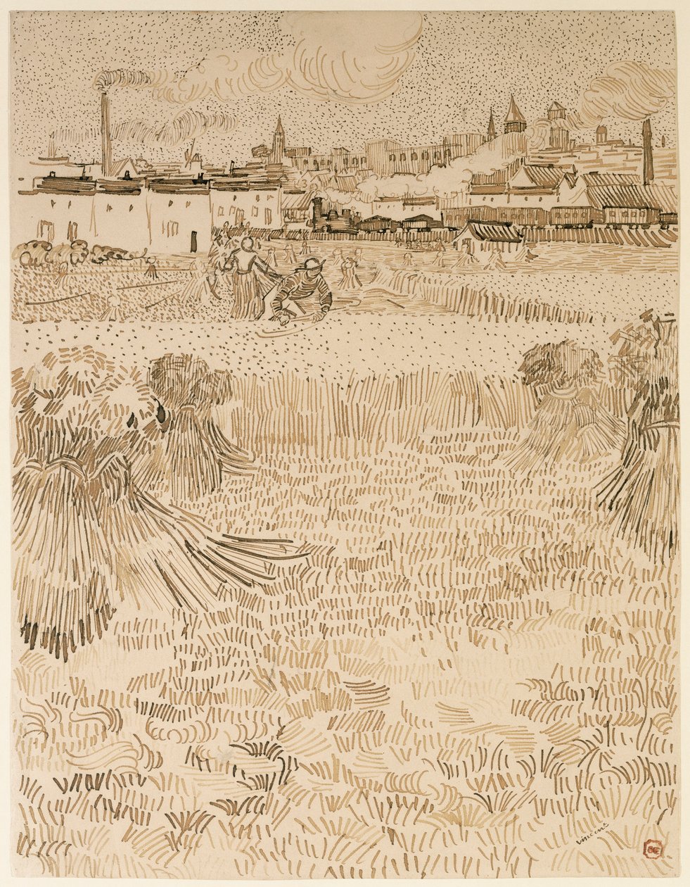 Arles. Utsikt fra hvetefeltene av Vincent van Gogh