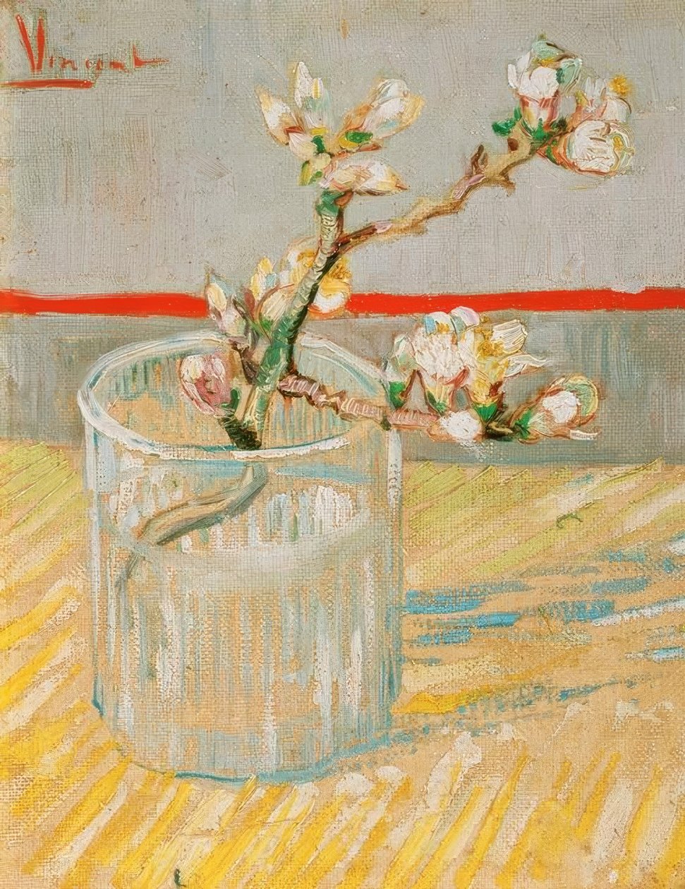 Blomstrende mandeltregren i et glass av Vincent van Gogh
