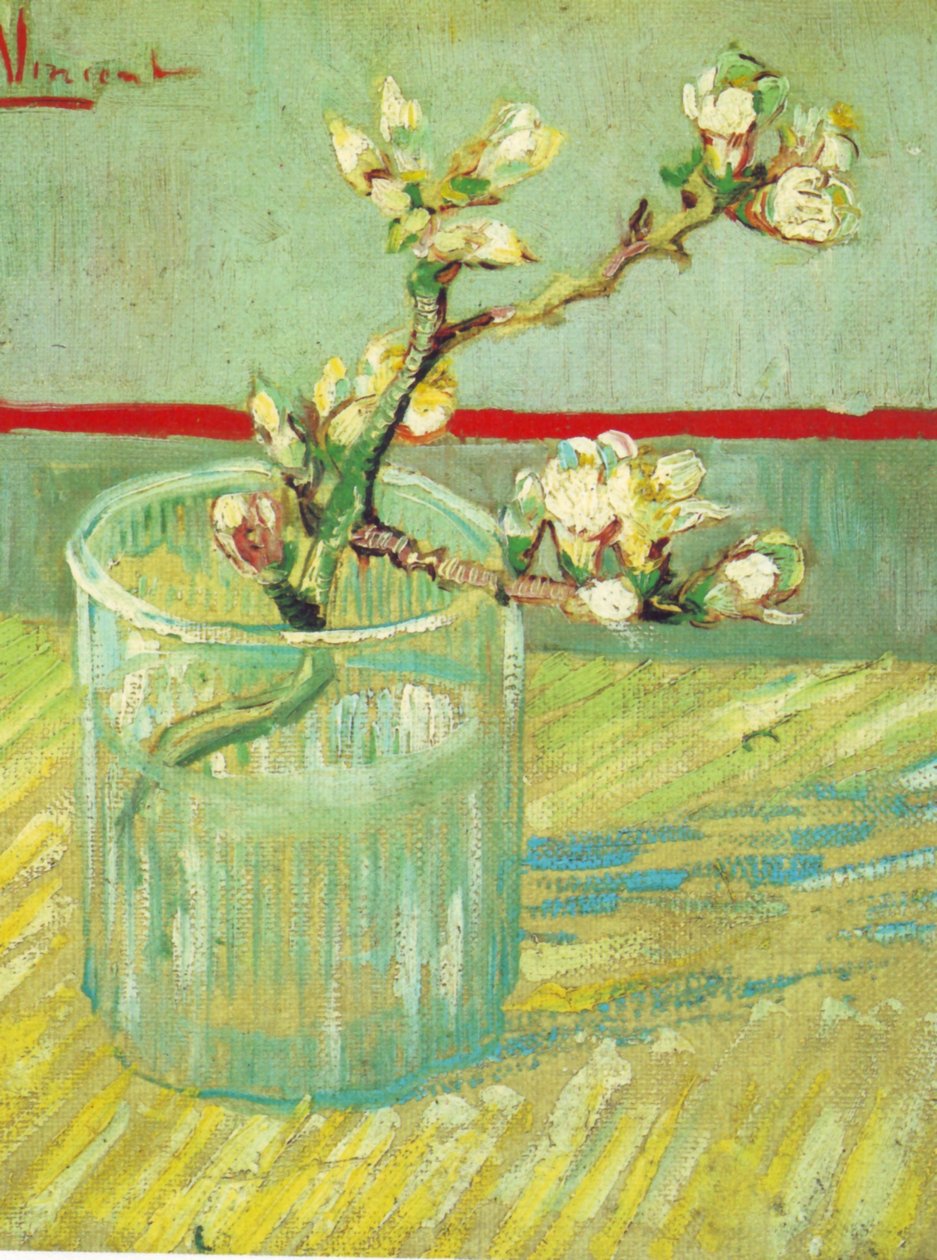 Blomstrende mandelgren i et glass av Vincent van Gogh