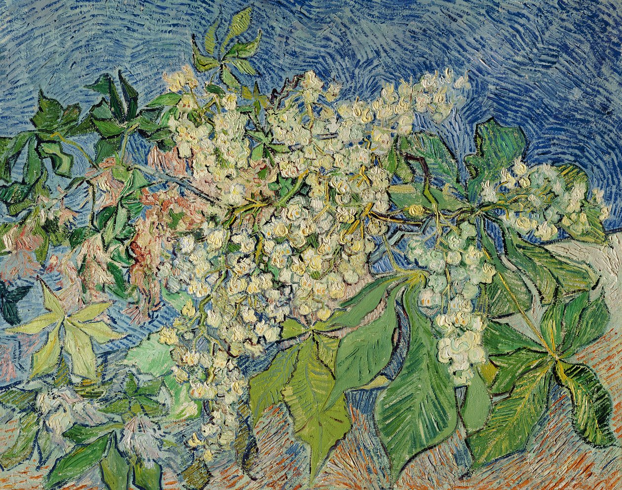 Blomstrende kastanjegrener, 1890 av Vincent van Gogh