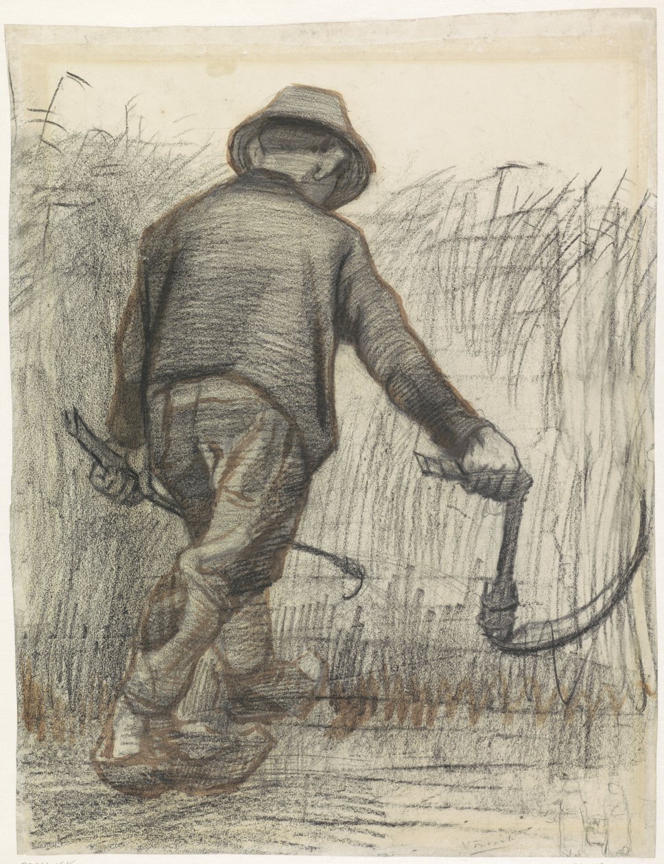 Kutter med hatt, sett bakfra, ca. 1865-90 (kritt på papir) av Vincent van Gogh