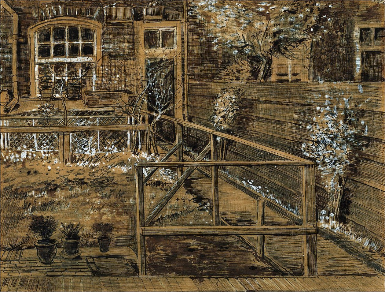 Hagen bak Sienes mors hus i Haag av Vincent van Gogh