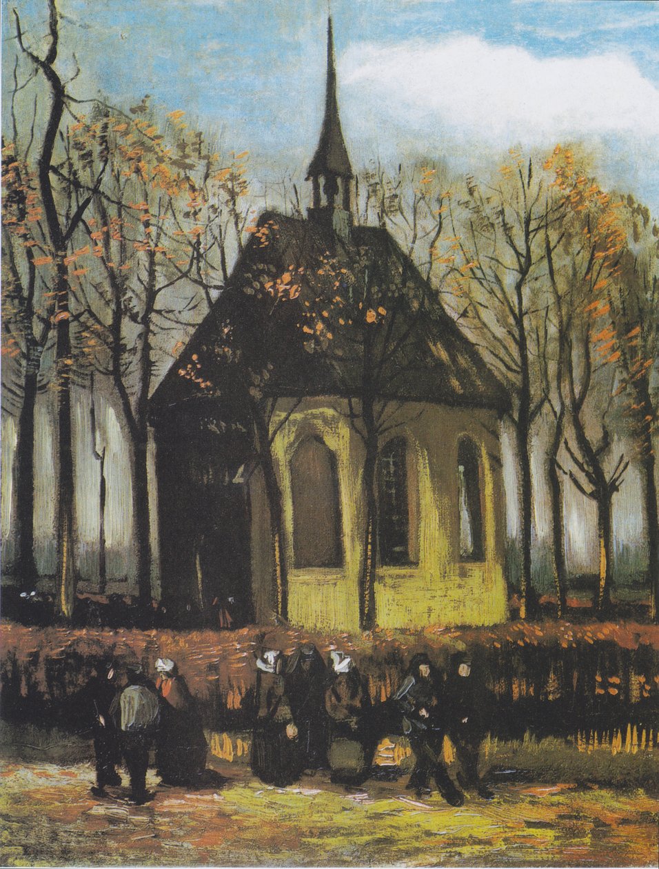 Nuenen kirke med kirkegjengere av Vincent van Gogh