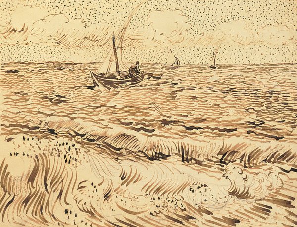 Fiskebåter i Saintes-Maries-de-la-Mer av Vincent van Gogh