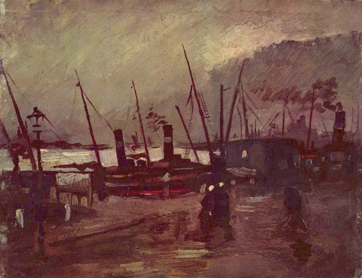 Kaia i Antwerpen med skip av Vincent van Gogh