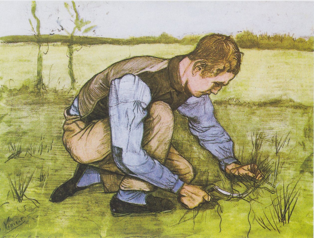 Hukende gutt med sigd av Vincent van Gogh