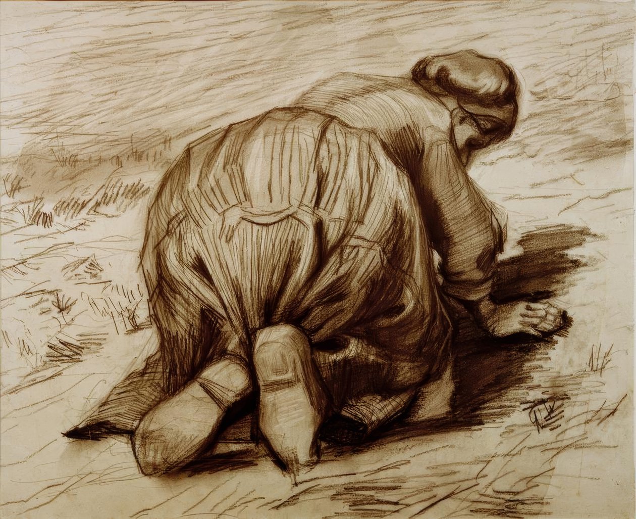 Knælende bondekvinne av Vincent van Gogh