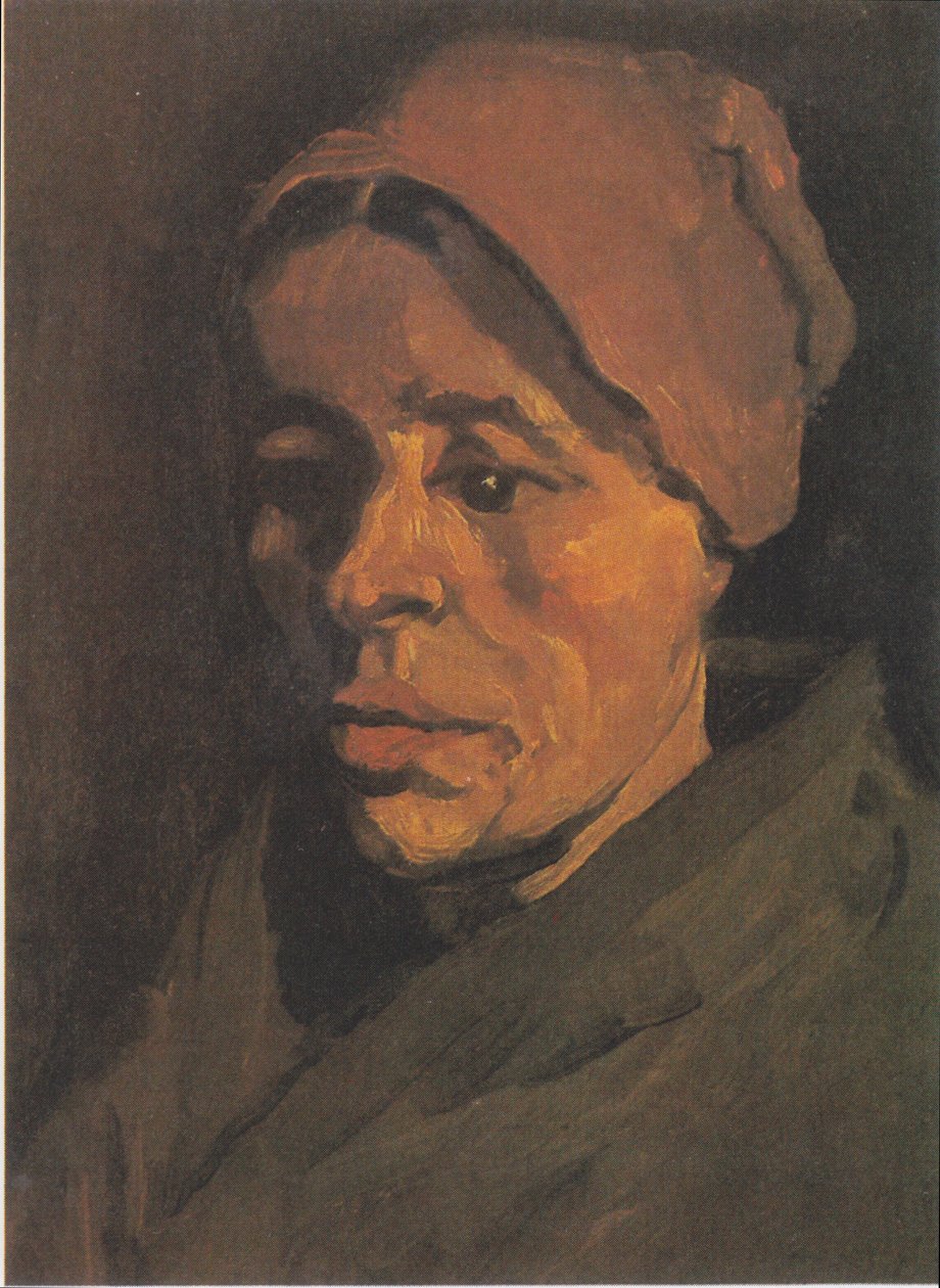 Hodet til en bondekvinne med en brunaktig panser av Vincent van Gogh