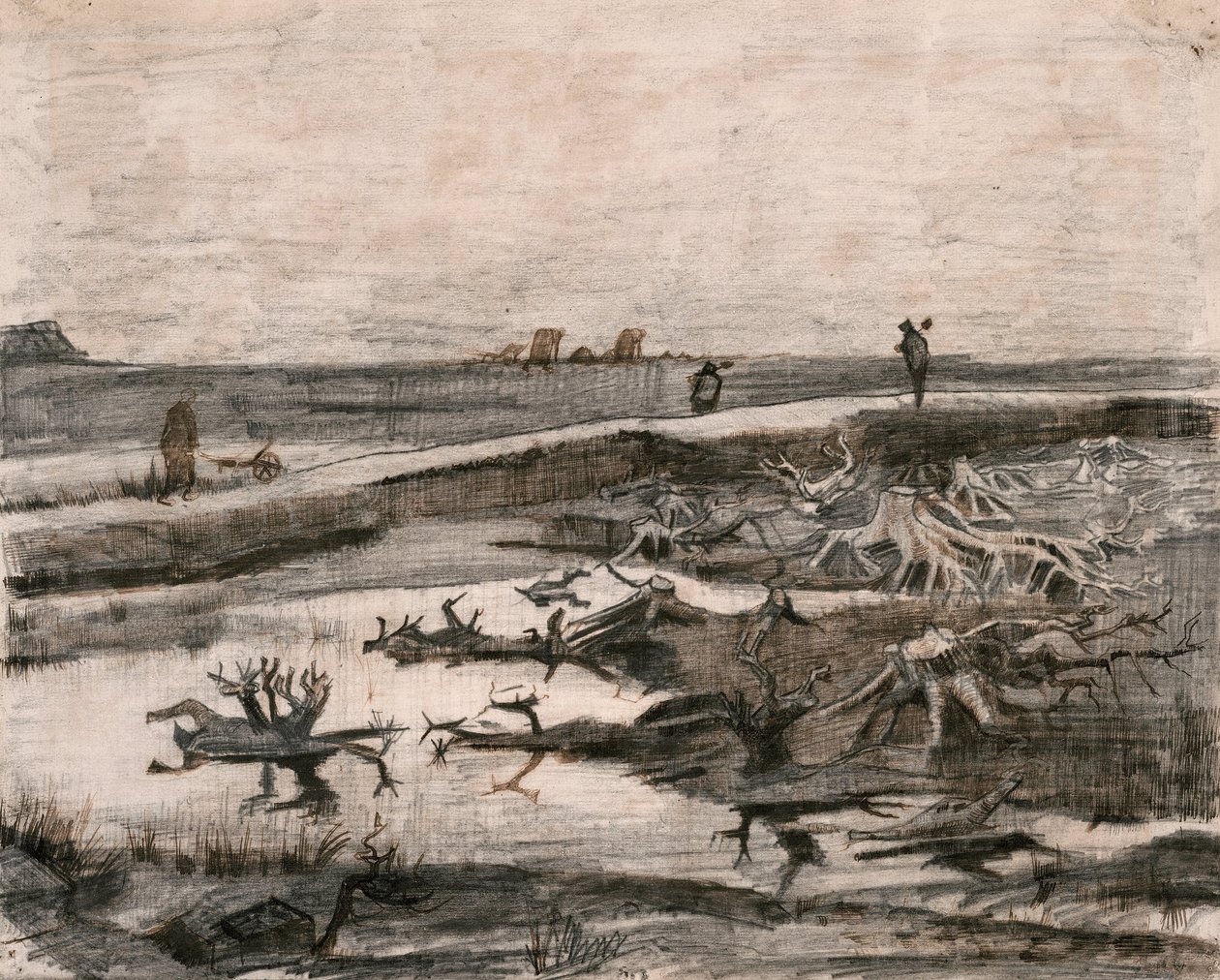 Landskap med myrstammer (Travaux aux Champs) av Vincent van Gogh