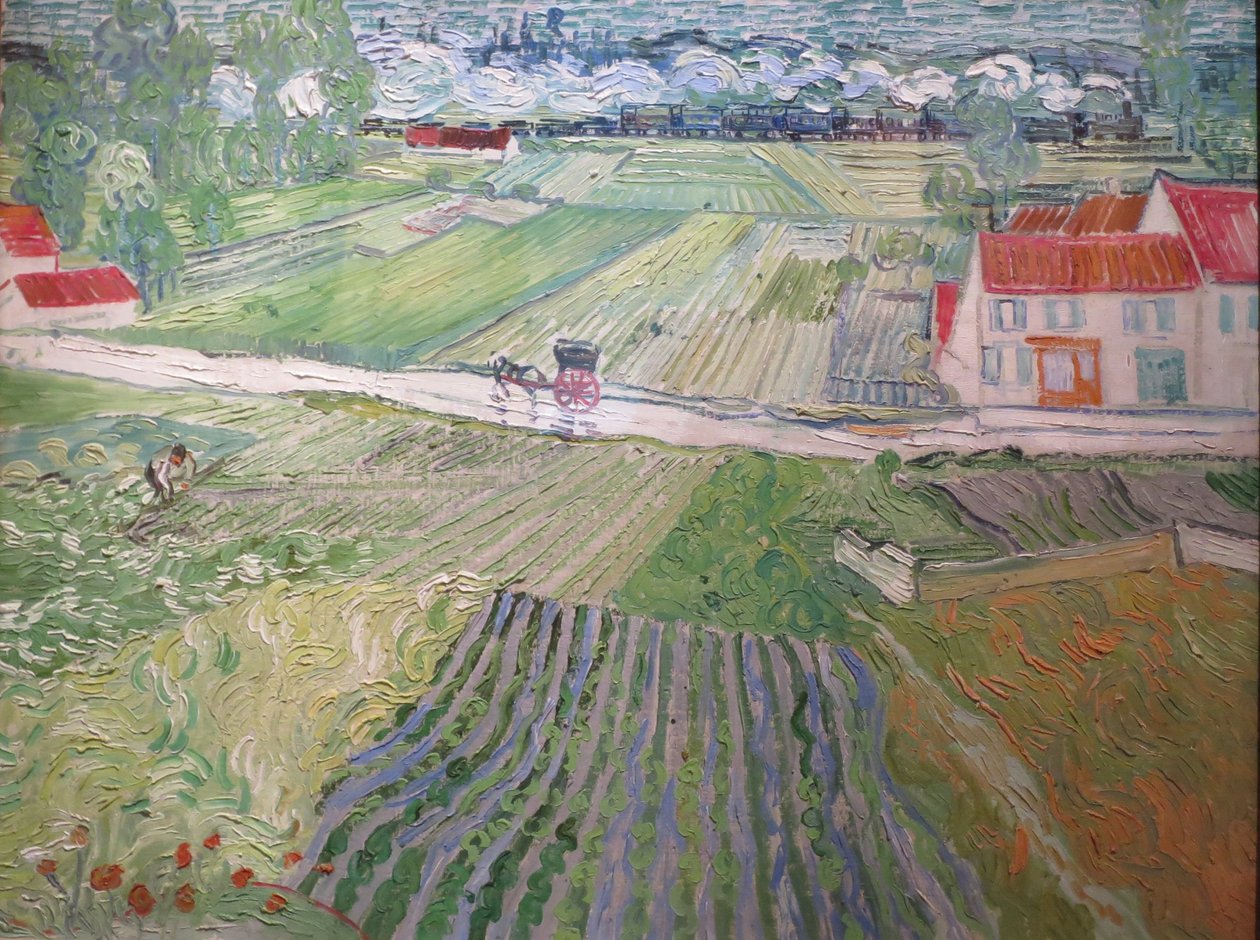 Landskap med vogn og tog av Vincent van Gogh