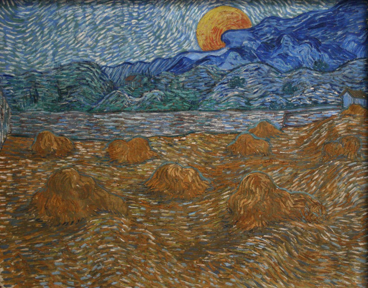 Landskap med maiskjell og stigende måne av Vincent van Gogh