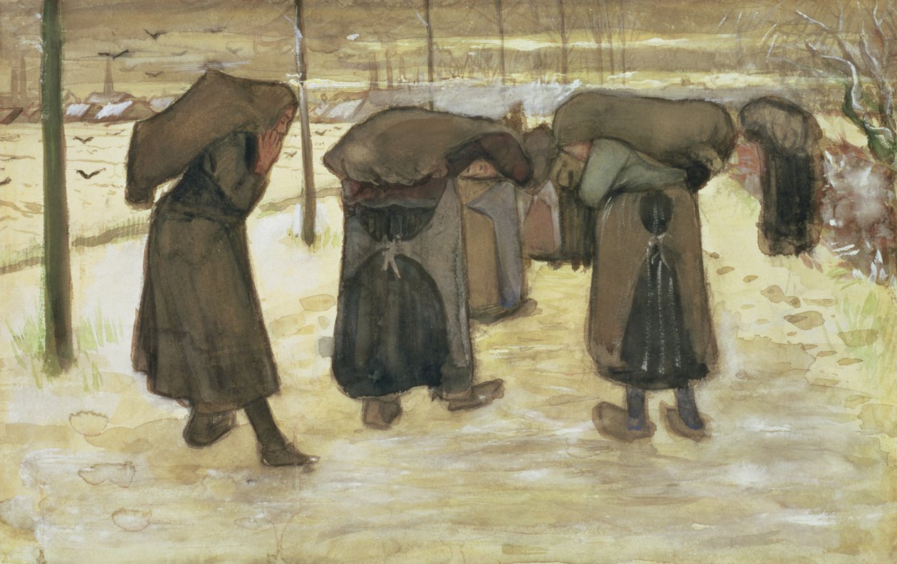 Gruvearbeiderkoner som bar sekker med kull, 1882 av Vincent van Gogh