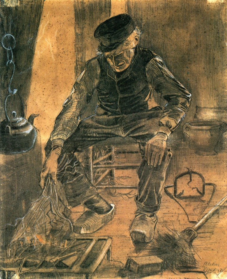 Gubbe ved brannen av Vincent van Gogh