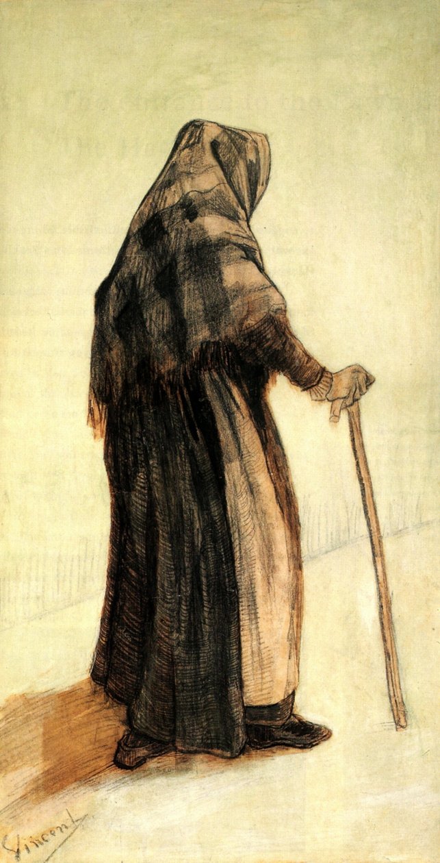 Gammel kvinne sett bak F913 av Vincent van Gogh
