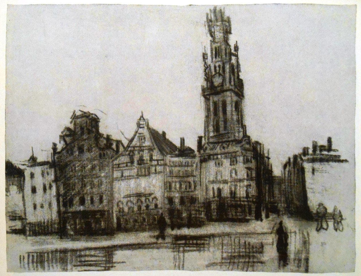Gamle hus med tårnet i katedralen av Vincent van Gogh
