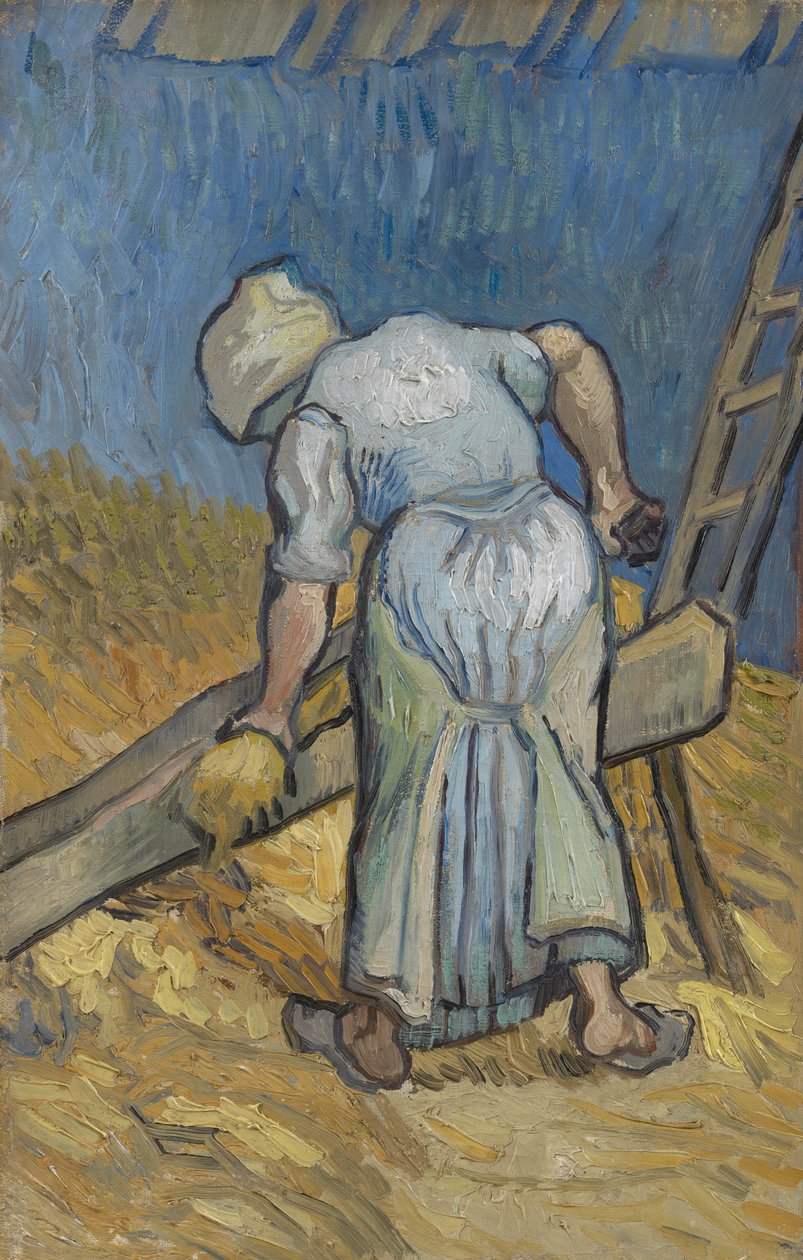 Bondekvinne som blåser lin av Vincent van Gogh