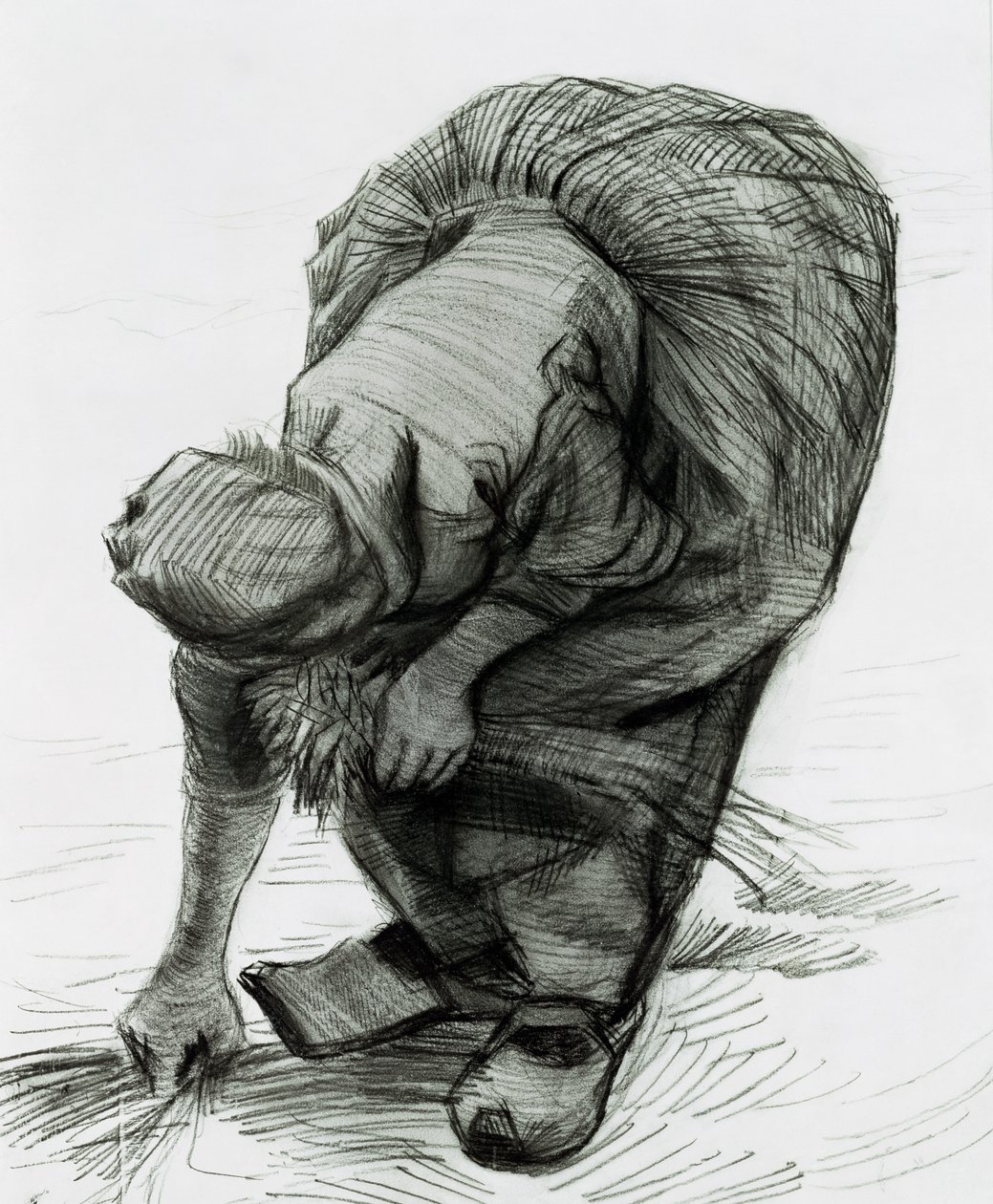 Peasant Woman Gleaning, 1885 (svart kritt på papir) av Vincent van Gogh