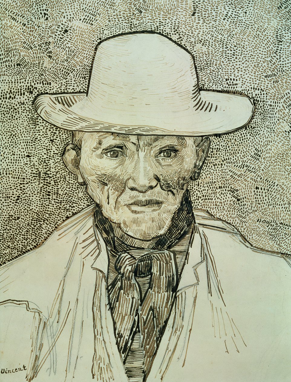 Peasant of the Camargue, 1888 (brunt blekk over grafitt på papir) av Vincent van Gogh