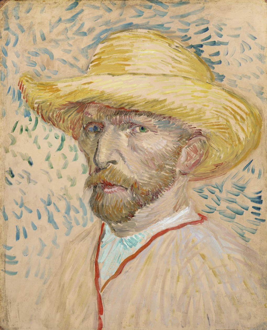 Selvportrett med stråhatt av Vincent van Gogh