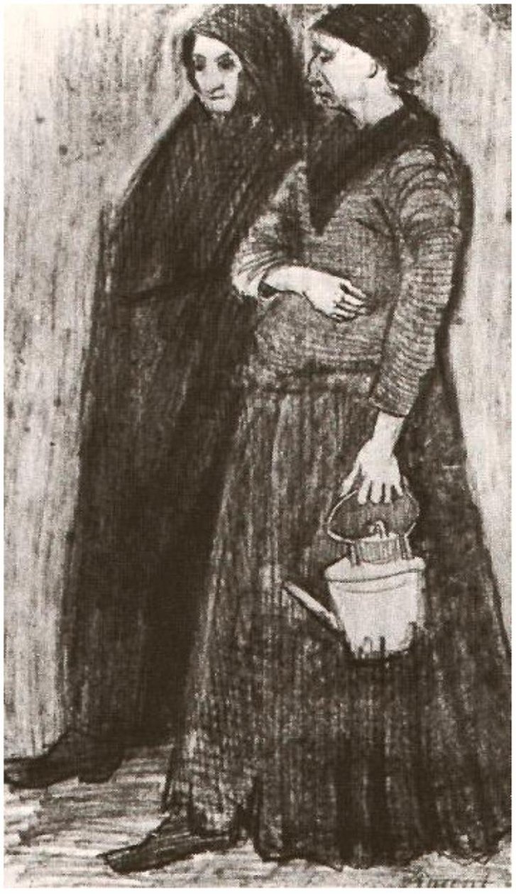 Sien gravid, går med eldre kvinne av Vincent van Gogh
