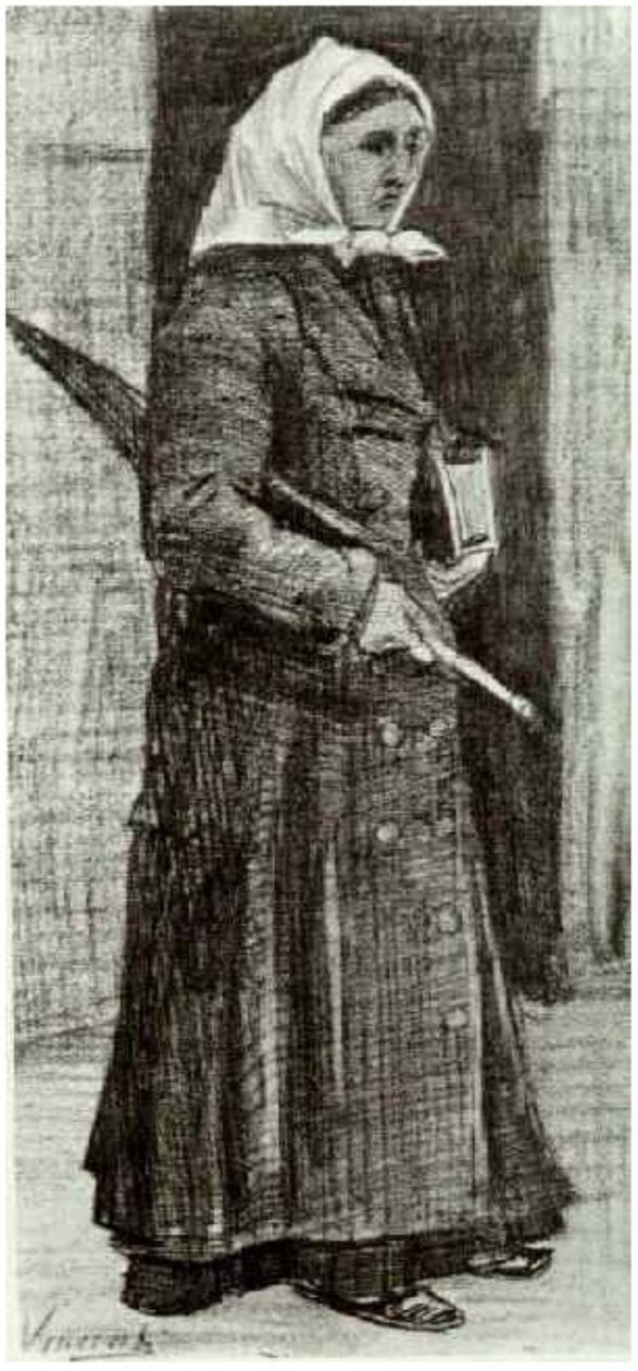 Sien med paraply og bønnebok av Vincent van Gogh