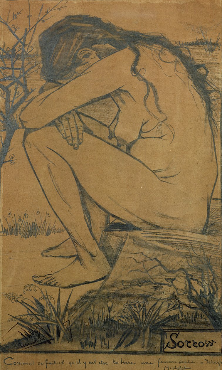 Sorrow, 1882 (blyant, penn og blekk) av Vincent van Gogh