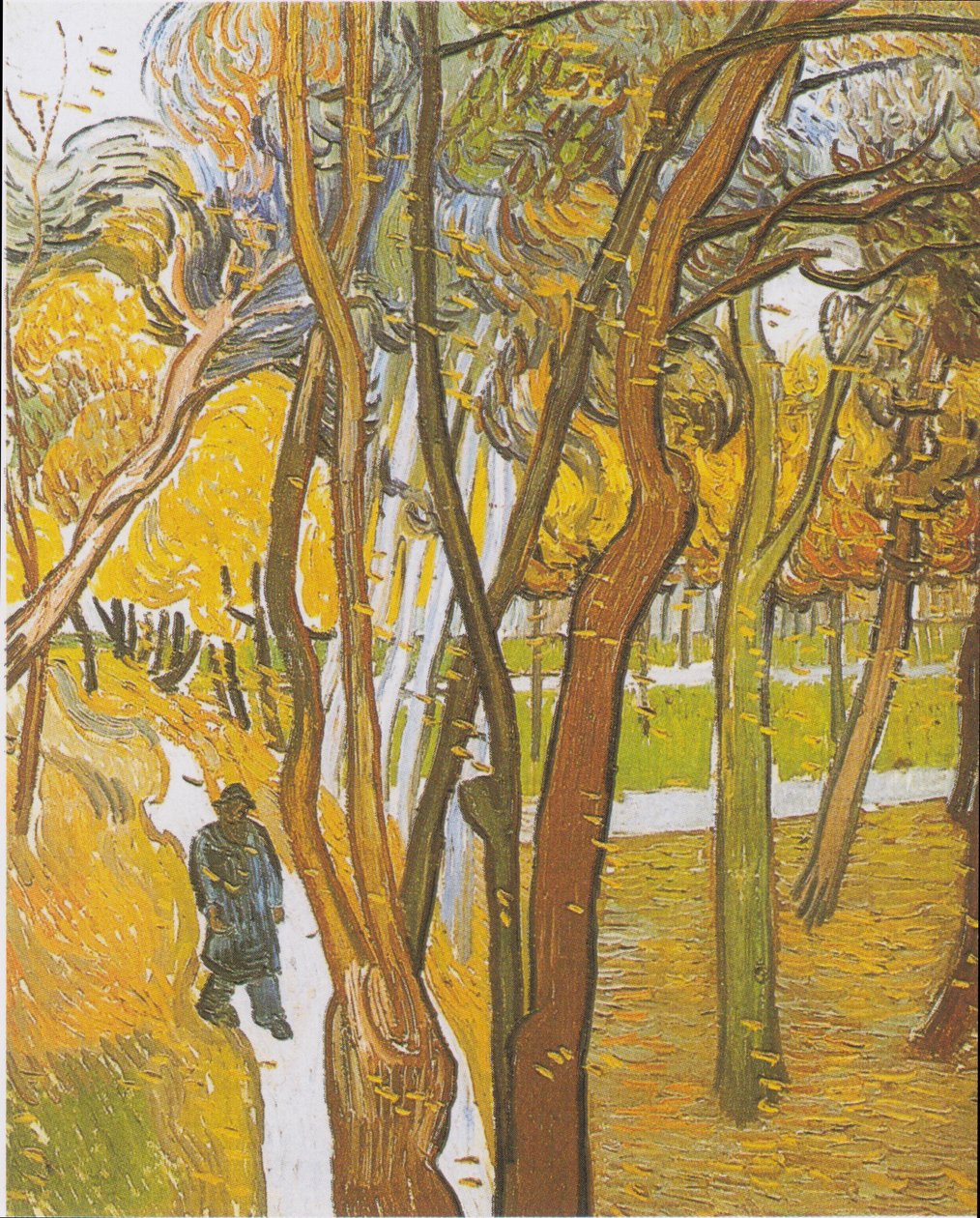 Turgåere i parken med fallende blader av Vincent van Gogh