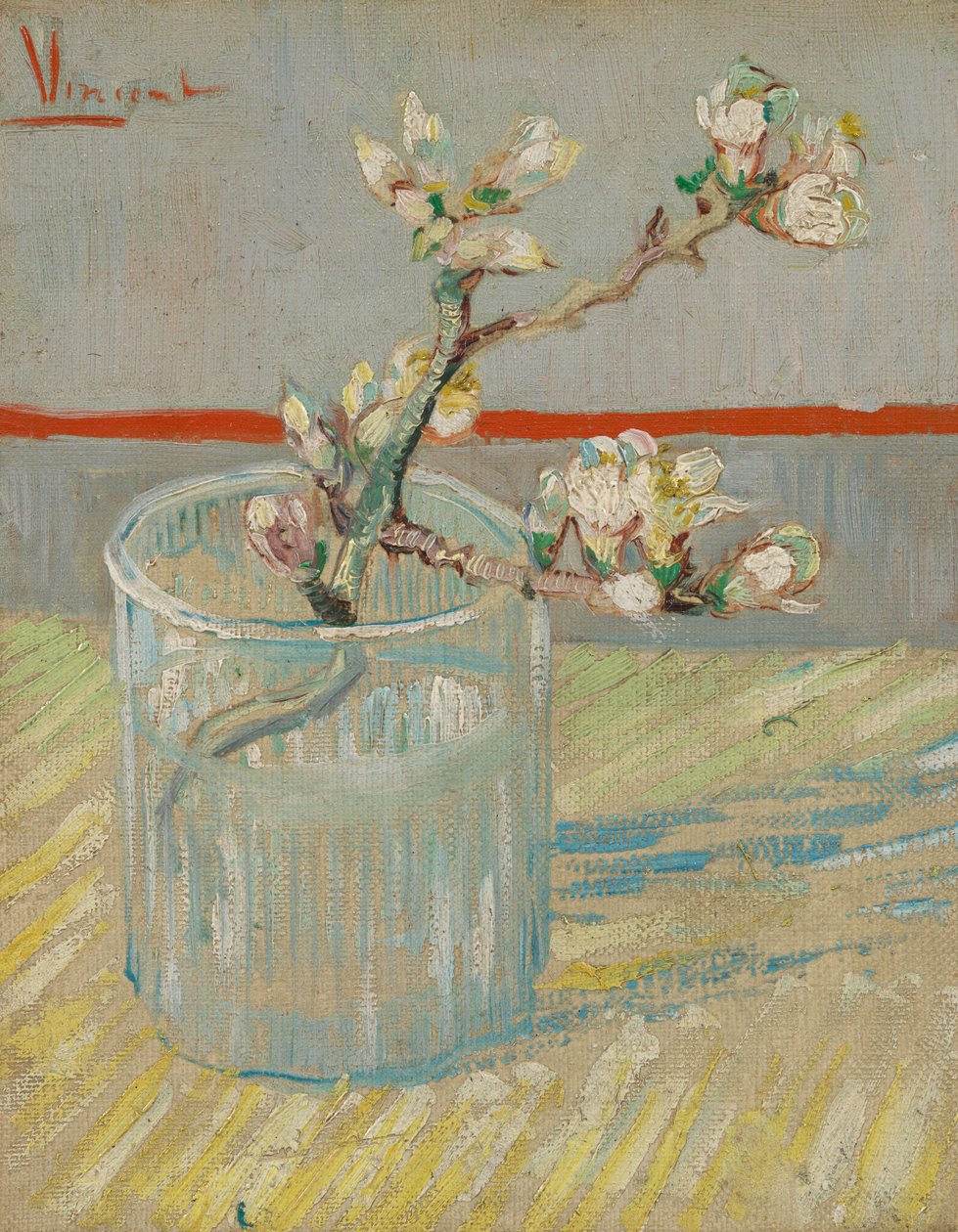 Kvist av blomstrende mandel i et glass av Vincent van Gogh