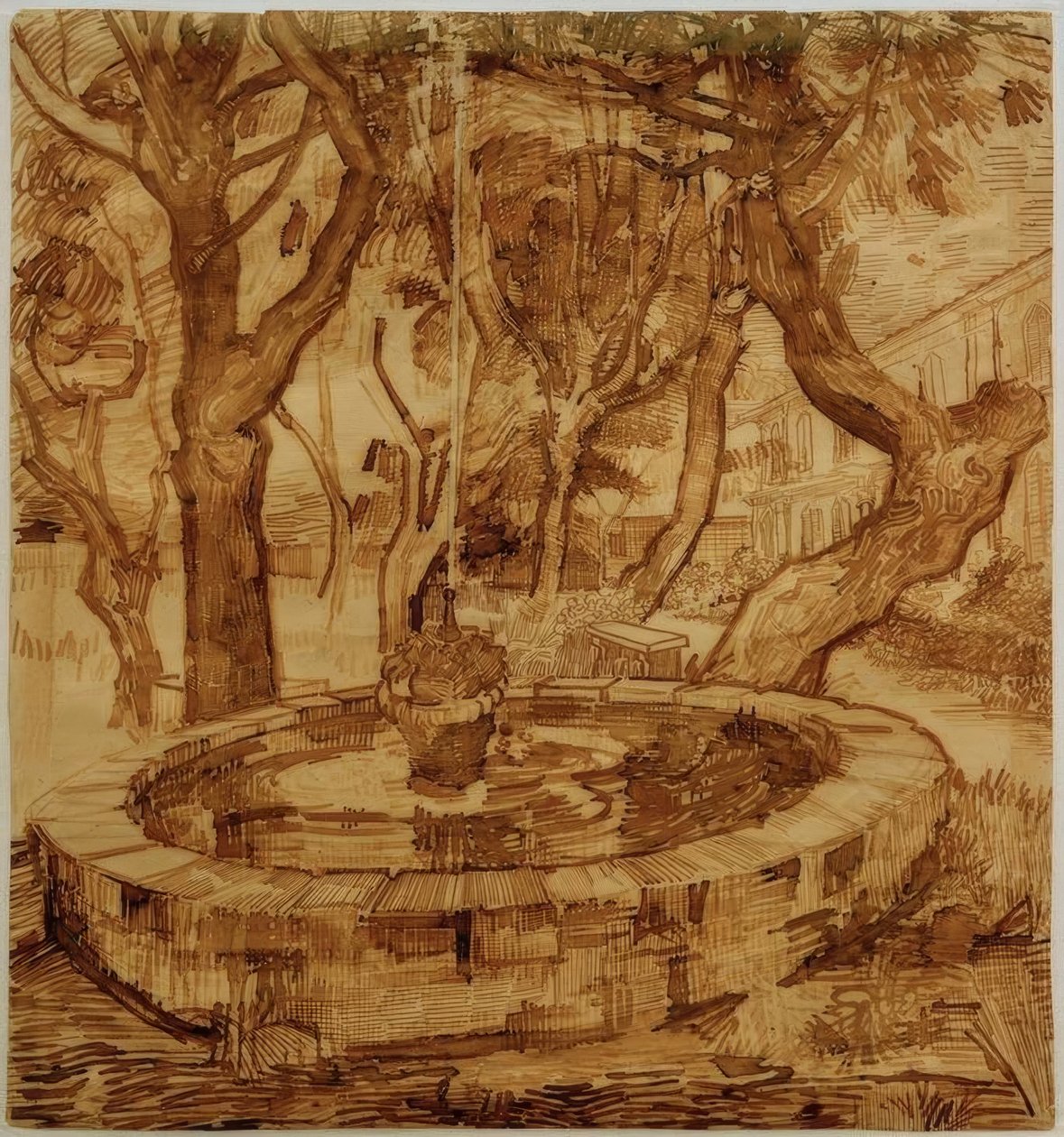 Fontene i hagen til sanatoriet av Vincent van Gogh