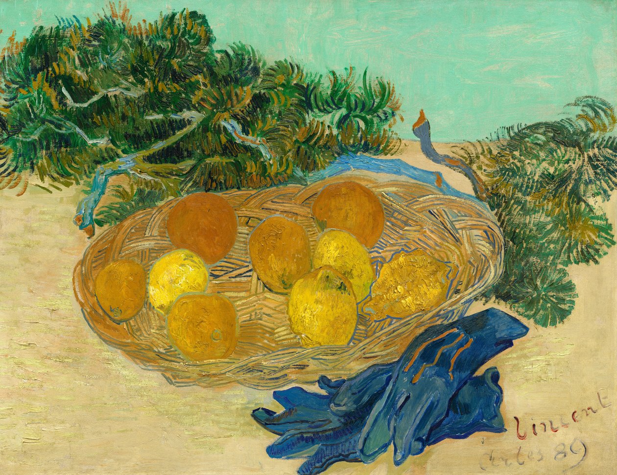 Stilleben av appelsiner og sitroner med blå hansker av Vincent van Gogh
