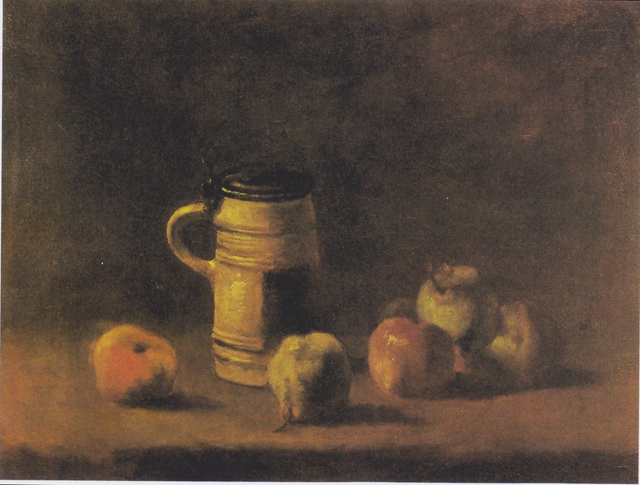 Stilleben med ølkrus og frukt av Vincent van Gogh