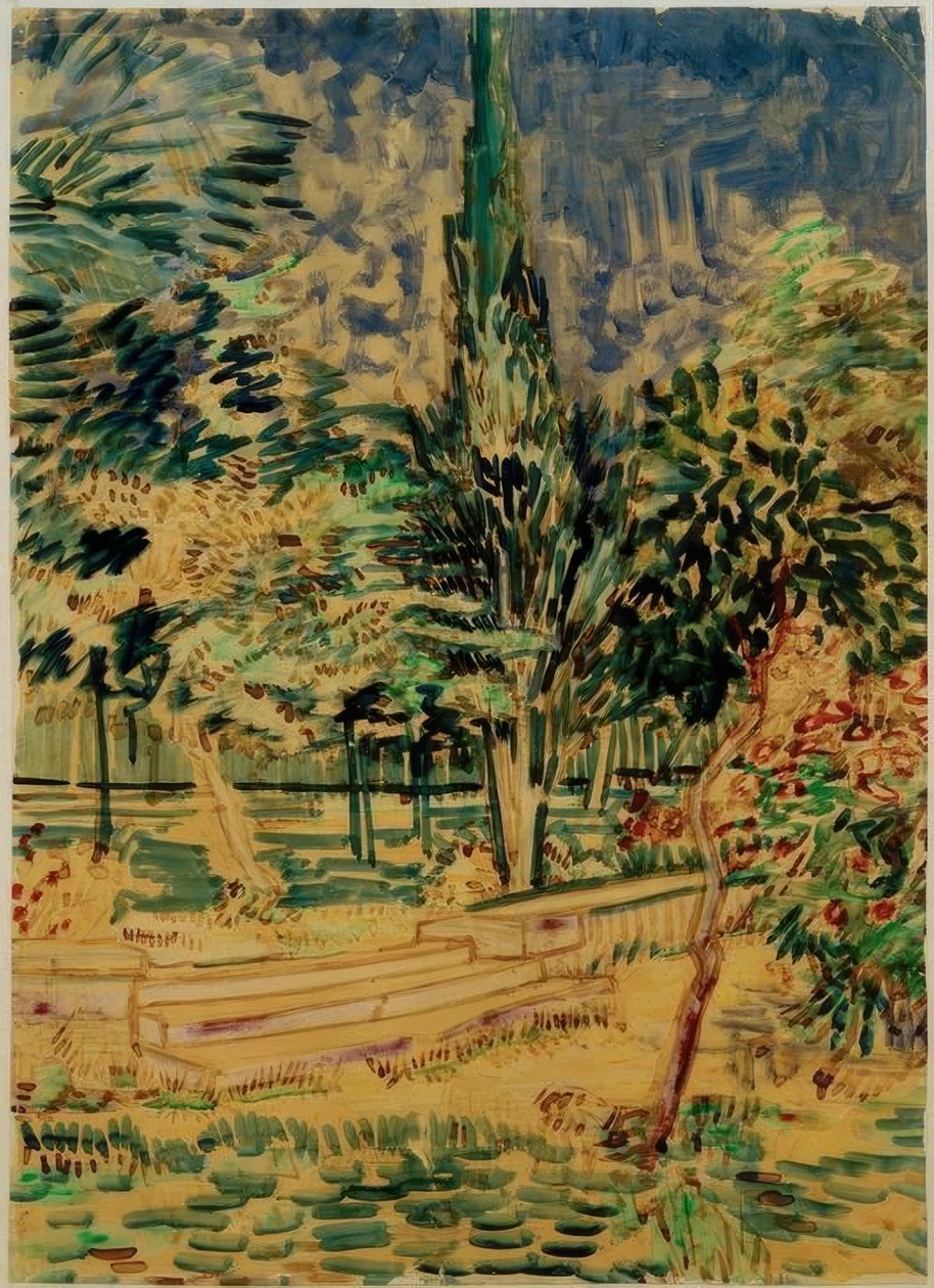 Trinn i hagen til sanatoriet av Vincent van Gogh