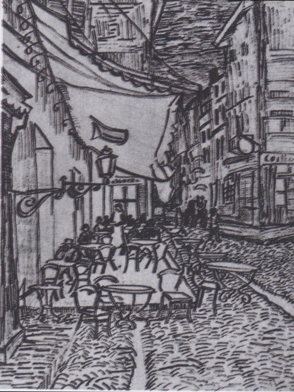 Terrasse på kafeen på Place du Forum i Arles om kvelden av Vincent van Gogh