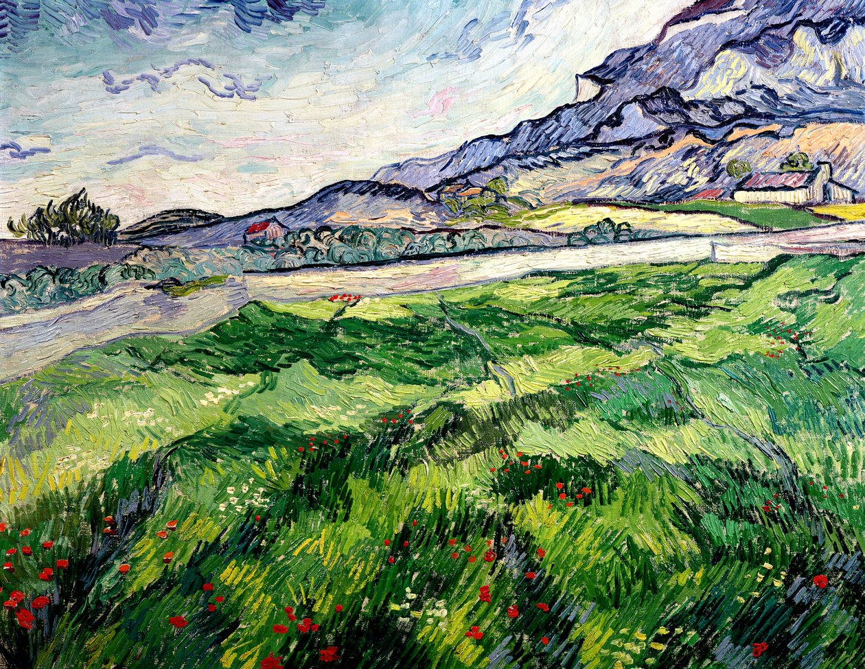 The Green Wheatfield behind the Asylum, 1889 av Vincent van Gogh