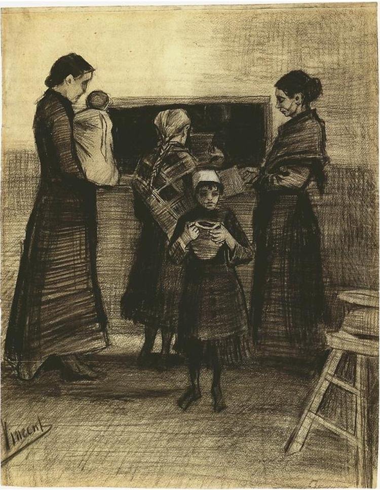 Suppefordelingen i et offentlig suppekjøkken av Vincent van Gogh