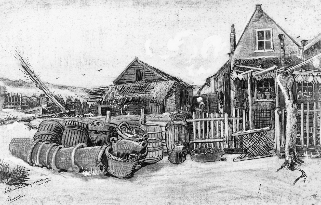 Fisketørkefjøset på Scheveningen, ca. 1882 av Vincent van Gogh