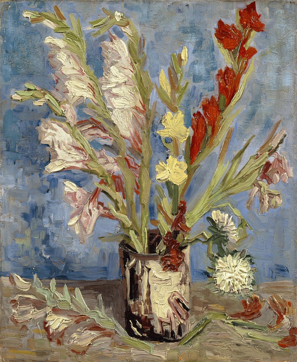 Vase med hagegladiolus og kinesiske aster av Vincent van Gogh