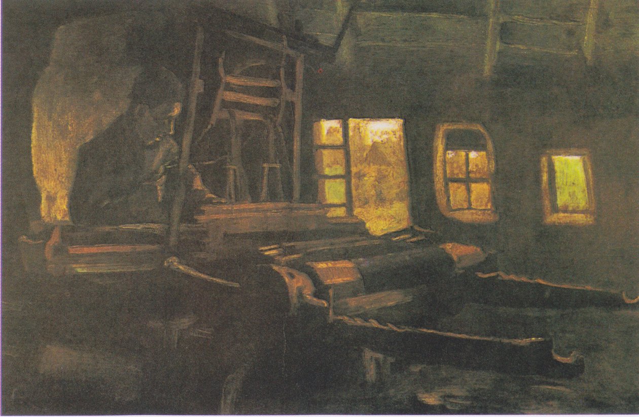 Weber i et rom med tre smale vinduer av Vincent van Gogh