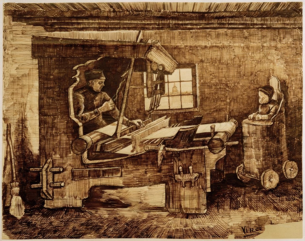 Weber med en pjokk i en høy stol av Vincent van Gogh