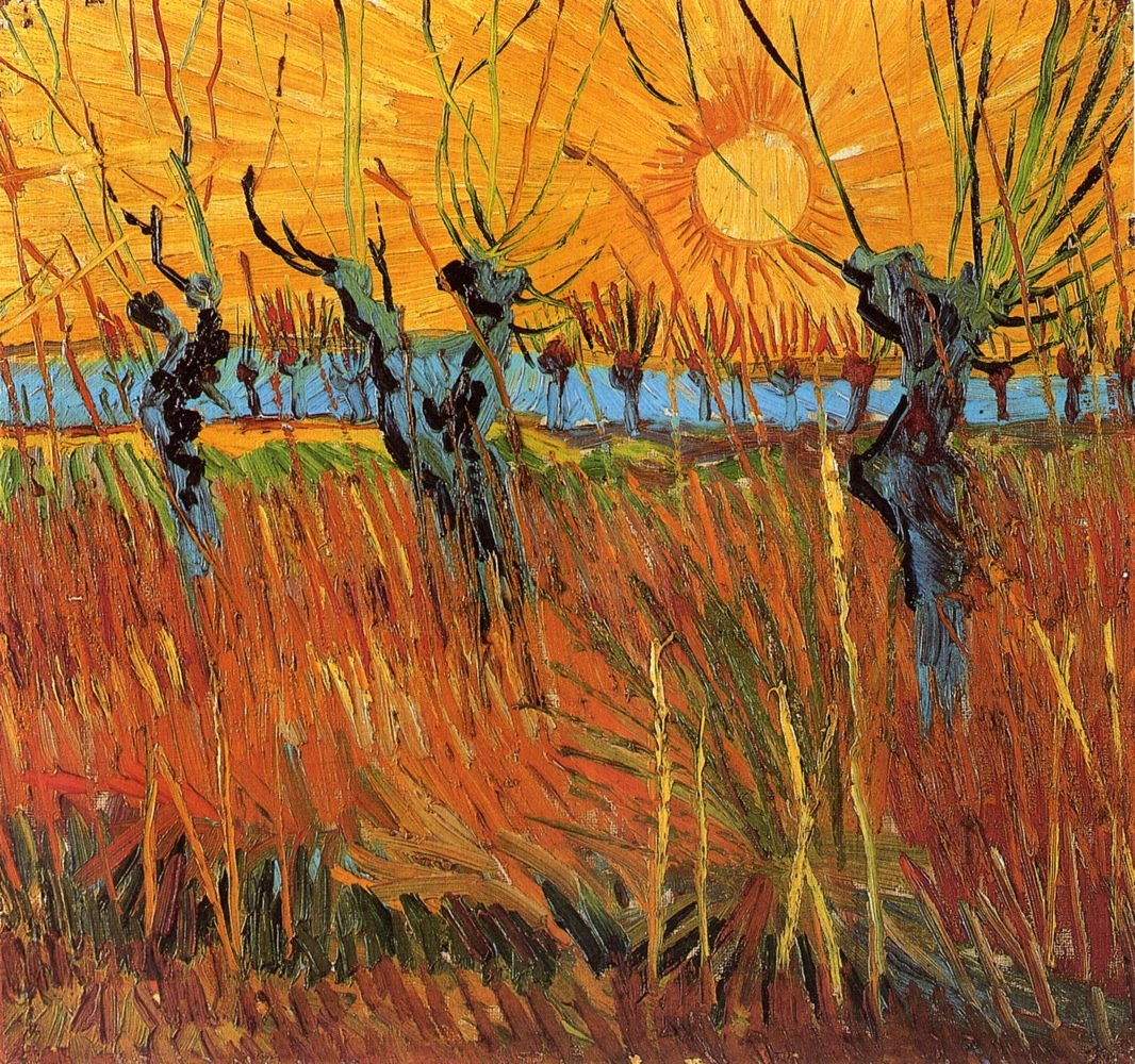 Willows ved solnedgang av Vincent van Gogh